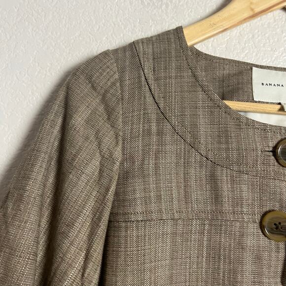 Banana Republic Brown Wool Blend 3/4 Sleeve Cropped Two Button Jacket Size 0 - Picture 6 of 10